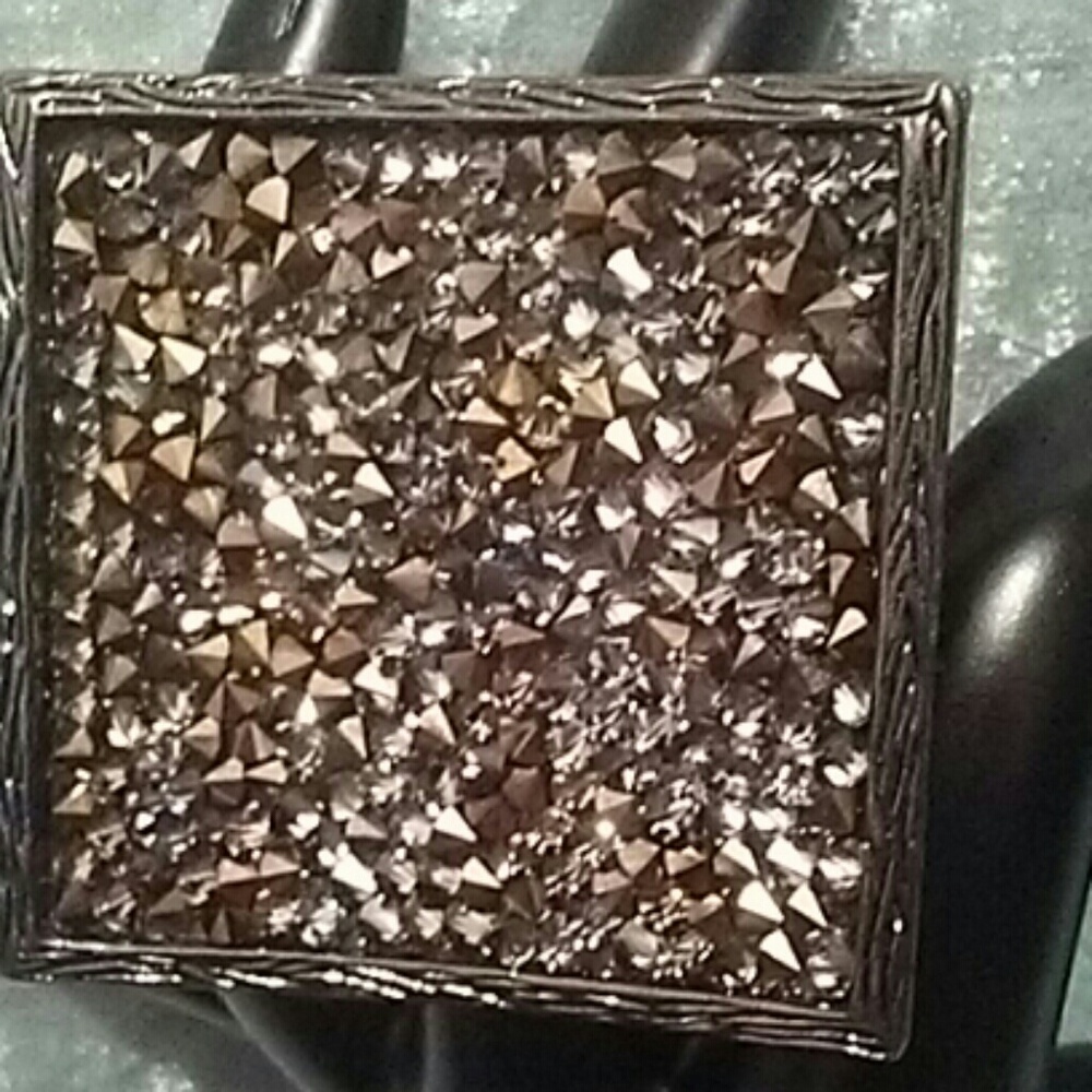 Black Sparkle Statement Ring - image 4